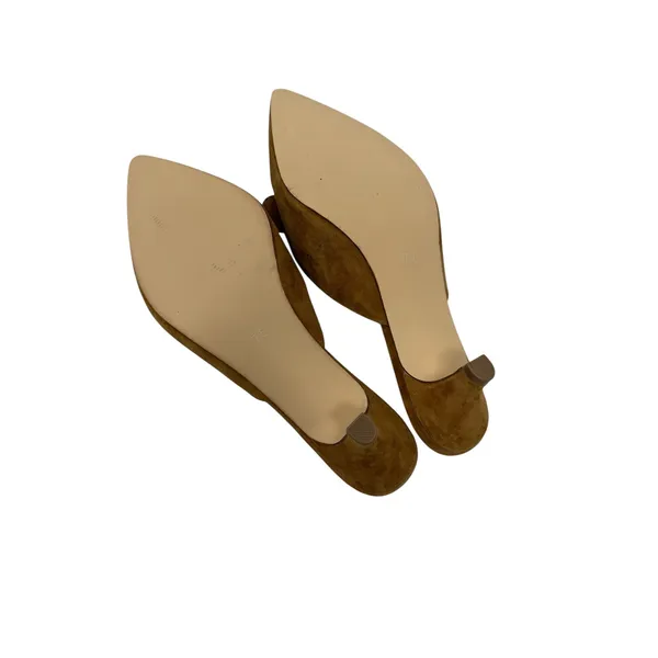 Matisse Layover Suede Buckle Kitten Heel Mule Pumps Cognac Brown Size 7.5 - Image 13