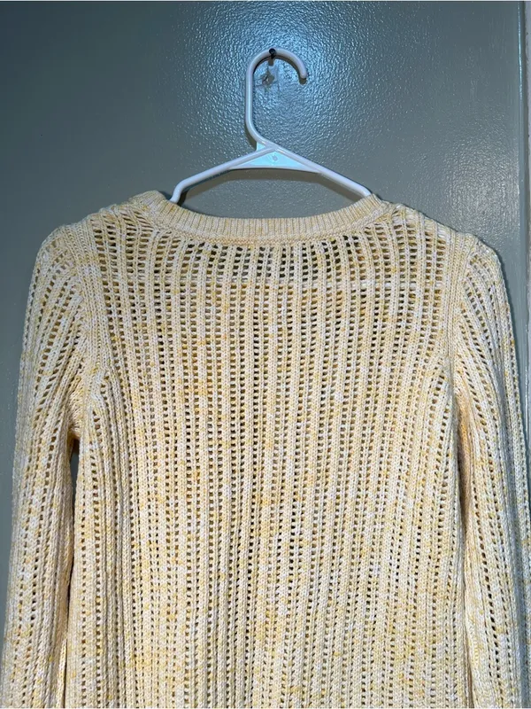Talbots Women's Size‎ Small Petite Open Stitch Pullover Sweater Space Dye Yellow - Image 6