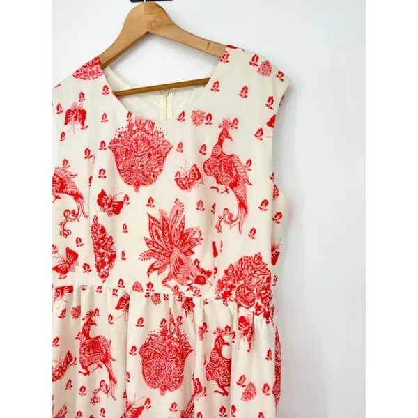 Vintage Lady Lewis Maxi Dress XL Peacock Toile‎ Cottagecore Peacock Romantic - Image 2