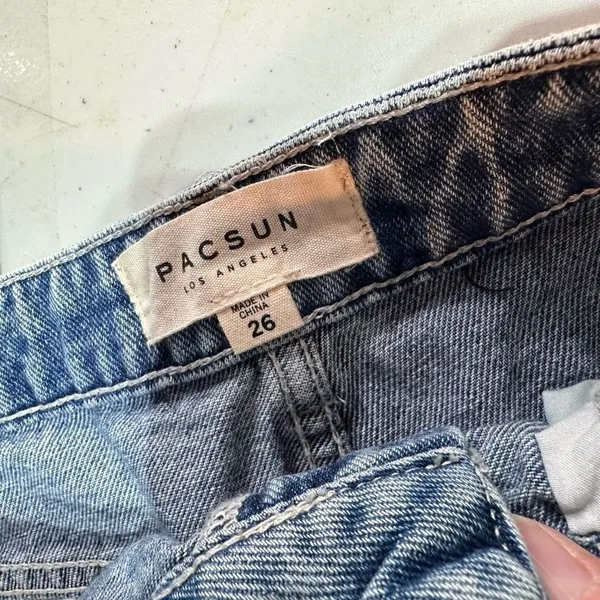 Pacsun denim blue deconstructed mini skirt size 26”‎ Size 2 festival concert - Image 4