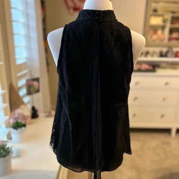 WHBM Black Lace Sleeveless Top S 6 - Image 6
