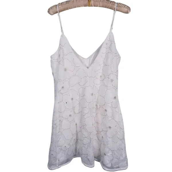 NWT Abercrombie Beaded Pearl Floral Mini Dress Size L White Bridal Event Party - Image 4
