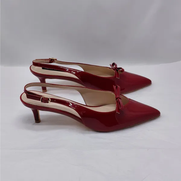 French Connection Slingback Heels Womens Size 10 Red Patent Pointed Toe Pumps - Image 13