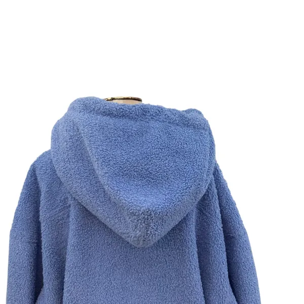 Free People Fuzzy Was She Pullover Blue‎ Sherpa Fleece Hoodie Womens Small - Image 12