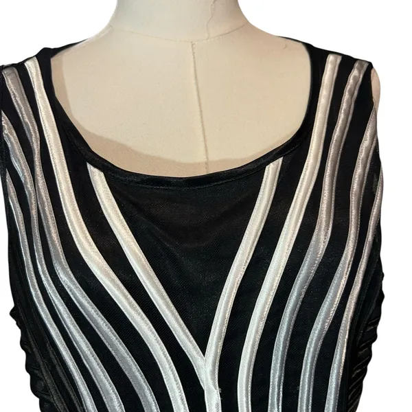 Damee Inc 2 PC Set Top and Overshirt Black Silver Sheer Mesh Art XL Space Punk - Image 3