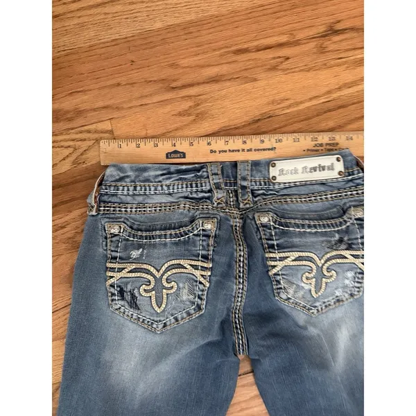 Rock Revival Women's Heidi Capri Jeans Distressed Embellished Denim Size‎ 30 - Image 7