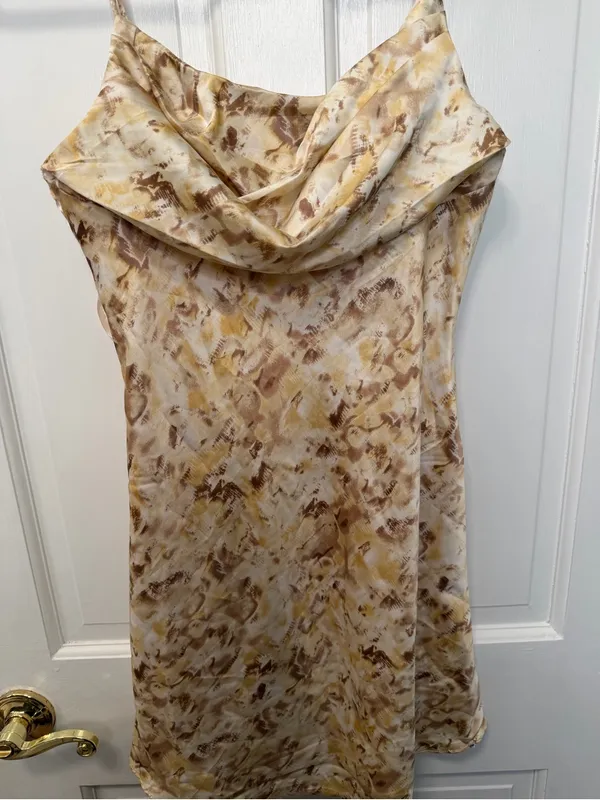 Hello Molly Satin Cowl Neck Mini Dress Abstract Print NWT Size Medium US 6 AU 10 - Image 2