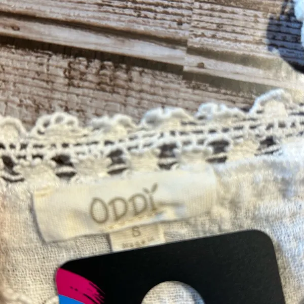 Oddi Chic White Women's Peasant Blouse Boho size Small - Image 8
