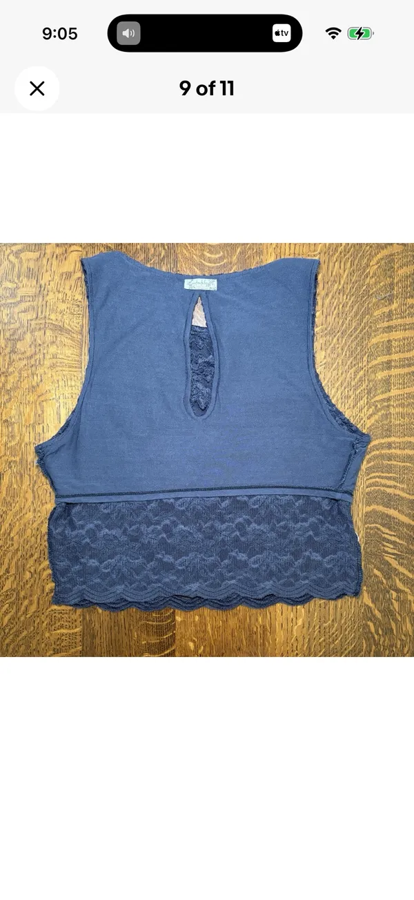 Free People Intimately Graphite Floral Lace Crop Top Keyhole Back Sleeveless S - Image 9