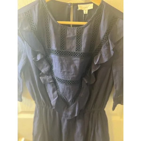 A Loves A Women’s Navy Blue Ruffled Cotton Mini Dress Size XS - Image 5
