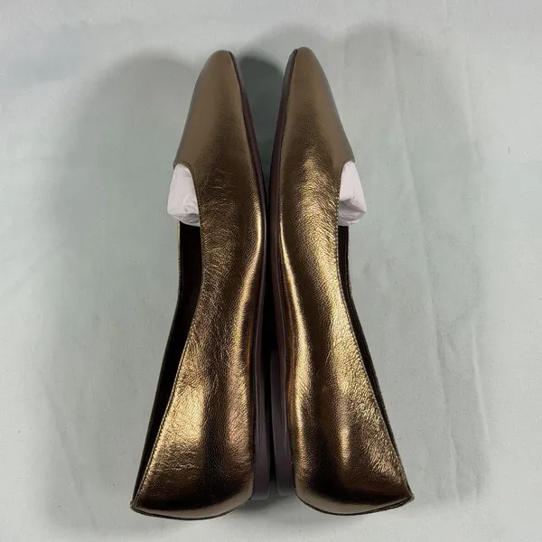 Naturalizer Size-8W Womens Chelsea Gold Leather Square Toe‎ Ballet Flats - Image 7