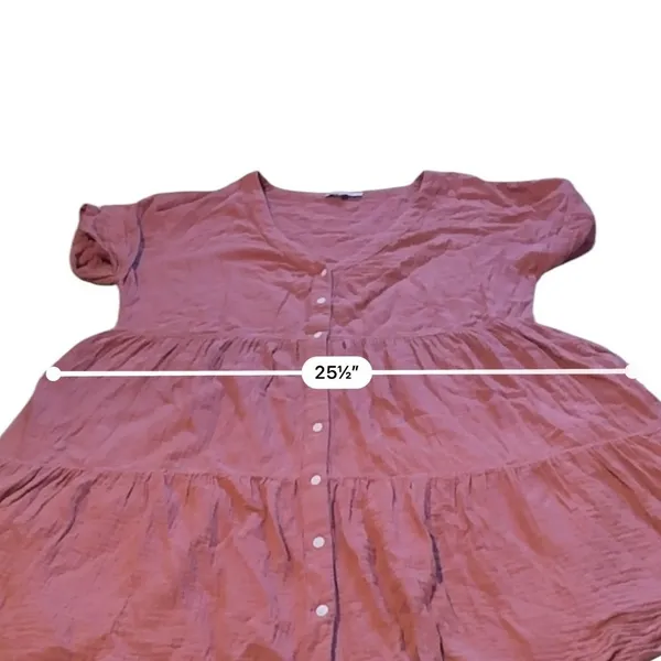 Madewell Lightspun Tiered Mini Dress Womens M Rust Gauze Button Front Cotton - Image 12