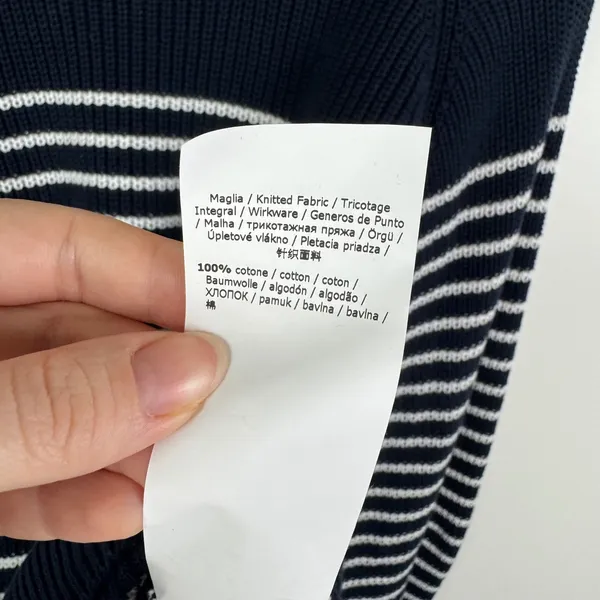 Marella Sport Striped Cotton Knit Sweater Large Navy Nautical Coastal Pullover‎ - Image 7