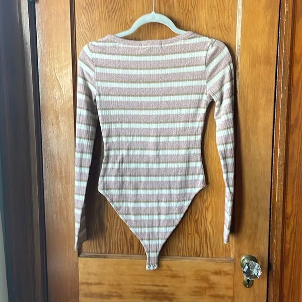 Forever21 Striped‎ Henley Bodysuit - Image 3