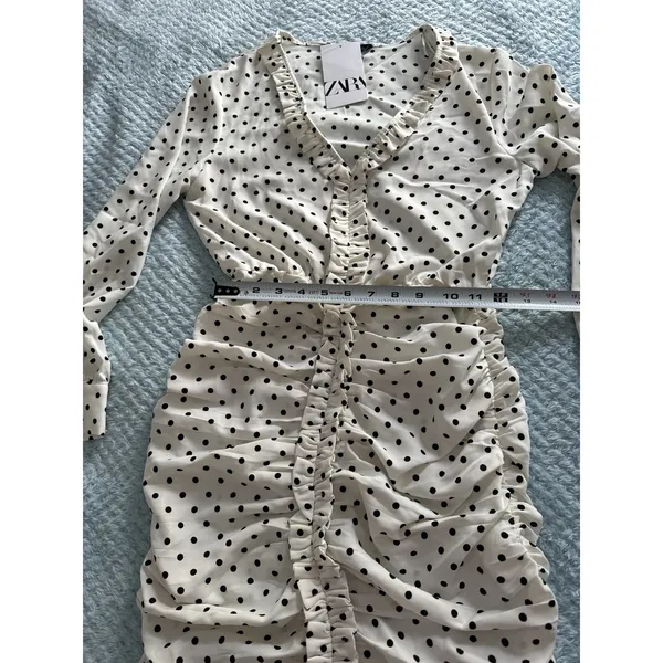 NWT Zara Polka Dot Dress Black White Women's XS Coastal Cocktail Beach Grandma - Image 7