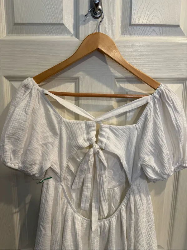 Princess Polly White Milkmaid Open Back with Tie Mini Dress - Image 6