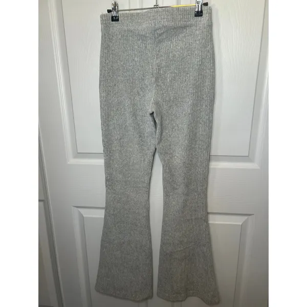 Aerie Groove‎ On Gray Ribbed High Waisted Velour Flare Pant Small Loungewear - Image 2