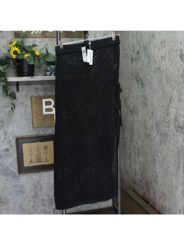 NWT Dotti Womens Crochet Side-Tie Cover-up Maxi Skirt 85273 Black L - Image 5