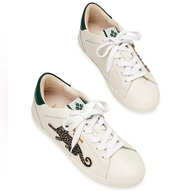 NEW Kate Spade Ace Leopard Lace-Up Low Top Sneakers w/Extra Shoe Lace, Size 11 - Image 2