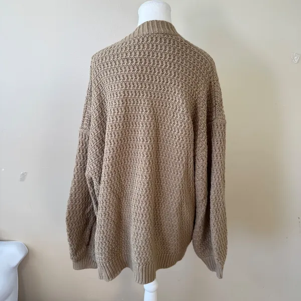 Zyia Active XL Tan Chunky Basketweave Knit Open Front Cardigan Sweater Cozy‎ - Image 4