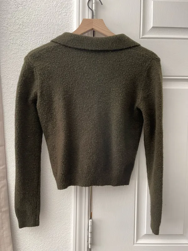 Zara Green Plain Knit Polo Neck Sweater - Image 2