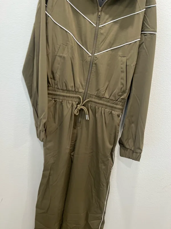 Kathleen Kollection Olive Green Zip-Front Jumpsuit Size L - Image 2