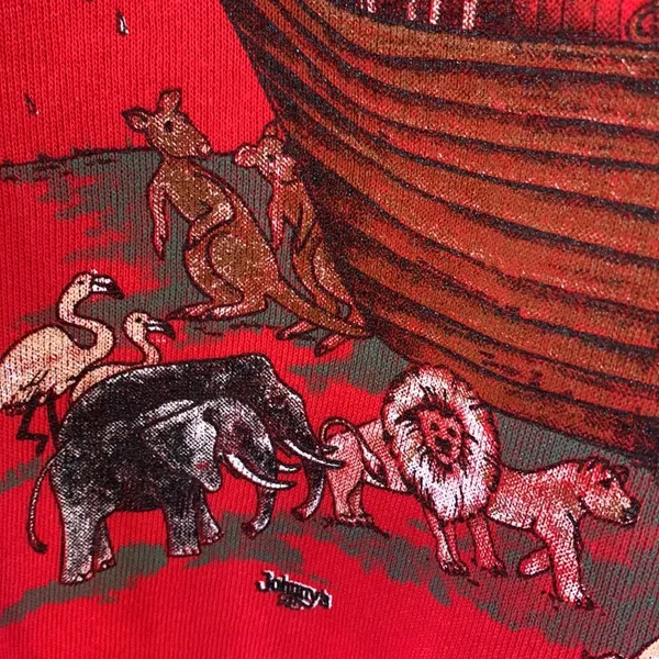 Vintage Hanes God Keeps His Promises Noah’s Ark Red Sweatshirt Sz L - Image 6