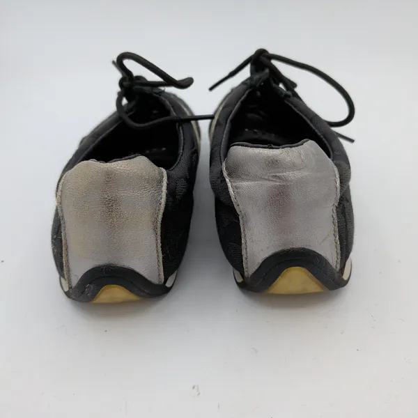 Coach Jayme Black Signature Monogram Sneakers Silver Metallic Q582 Womens 5M Y2K - Image 5