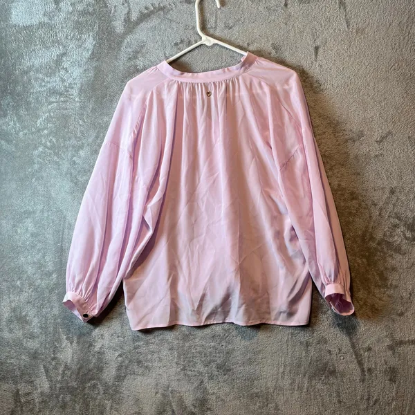Marie Oliver 100% Silk Blouse Women Sz Small Pink Tie‎ Front Minimalist Casual - Image 7