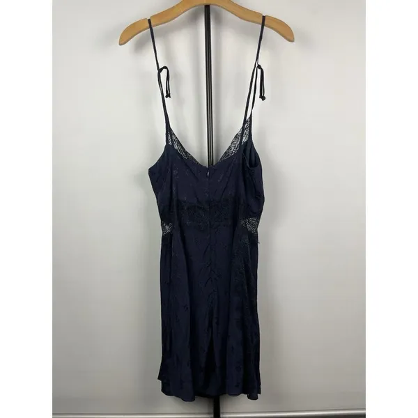 Revolve Tularosa Navy Blue Floral Lace‎ Tie Strap Sleeveless Mini Dress Size S - Image 8