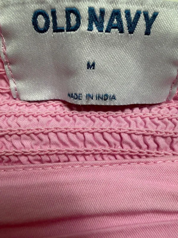 Old Navy Barbie Pink Puff Sleeve Ruched Fairy Babydoll Milkmaid Cute Blouse Top Size M - Image 5