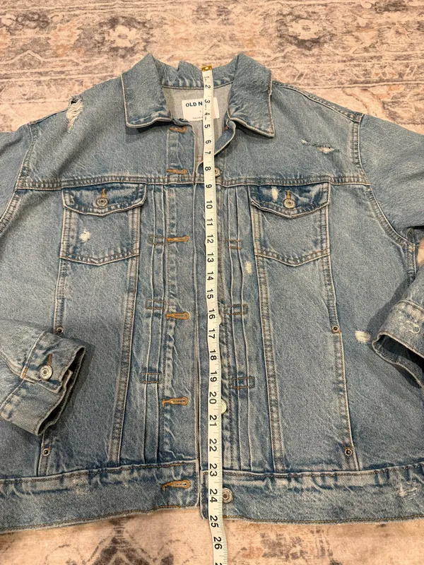 Old Navy Distressed Denim Jacket Light Wash - Image 7