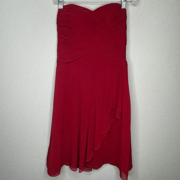 David's Bridal Strapless‎ Dress Red - Image 6