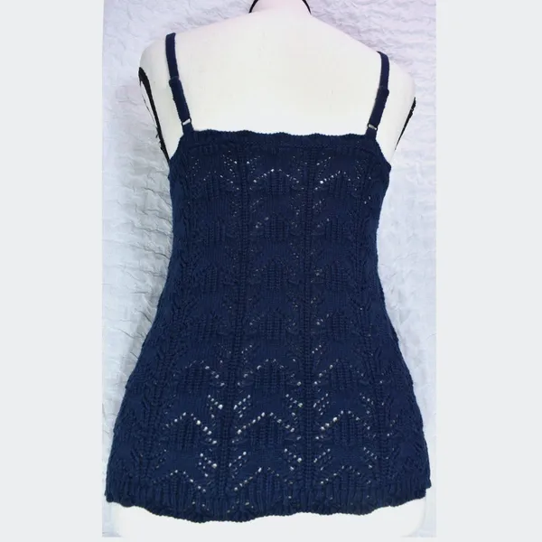 Aerie Navy Blue Pointelle Knit Button Front Camisole Sweater Tank Top Small - Image 2
