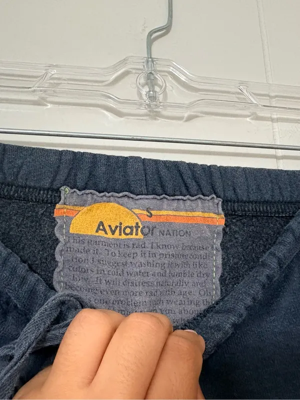 Aviator Nation Rainbow Bolt Sweatpants Charcoal Gray Joggers Size S - Image 6