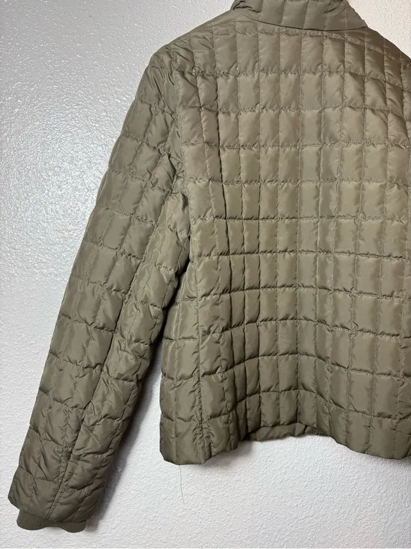 J.Crew Quilted Down Puffer Jacket Olive Green Stand Collar Zip Coat L Style 9732 - Image 3