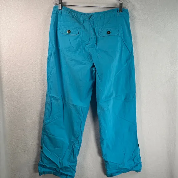 Fresh Produce Womens XL Turquoise Blue Cotton Stretch Drawstring Straight Pants - Image 2