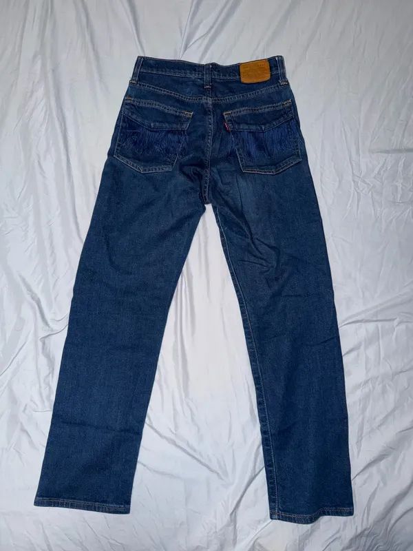 Levi fringe dark wash wedgie straight jeans - Image 3