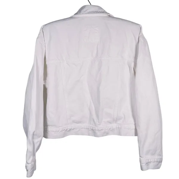 Abercrombie Womens Cropped Denim Trucker Jacket Size Medium White Utility Clean - Image 3