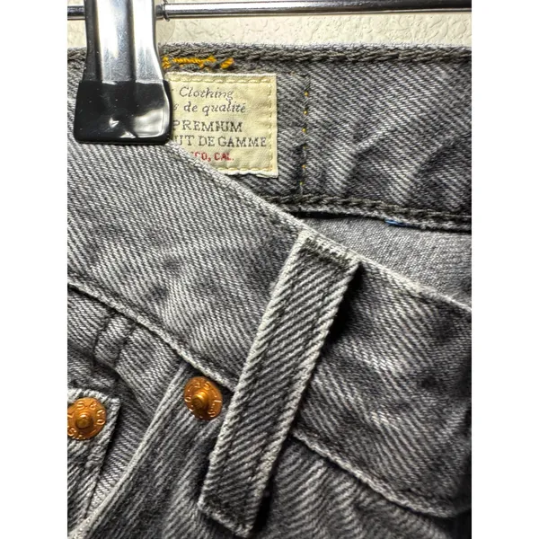 Levis Premium 501 Original Fit Jeans Gray W24 L30 Straight Leg High Rise Denim - Image 3