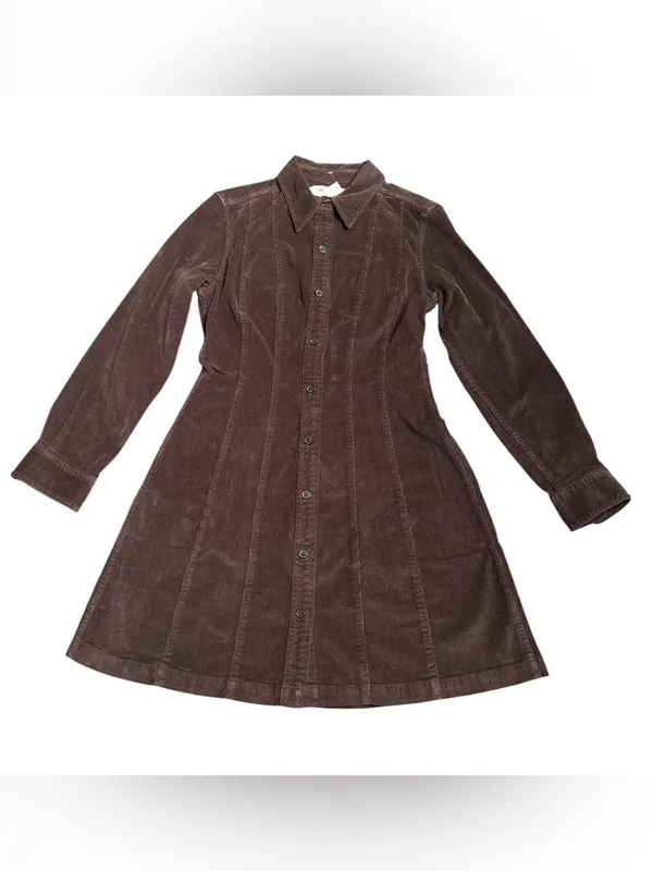 Madewell Seamed Button-Up Mini Dress in Corduroy brown NY264 Size 2 NWT - Image 5