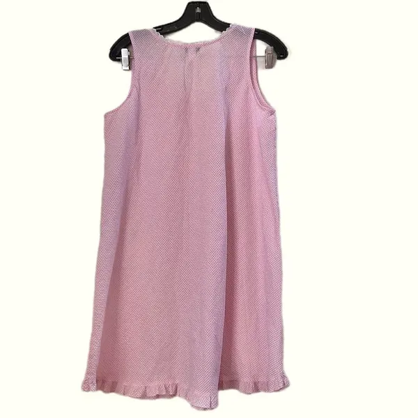 Pink Miss Elaine's nightgown pajamas dress white scallop diamond neckline trim floral embroidery #cottagecore #fairycore Measurement in pics - Image 2