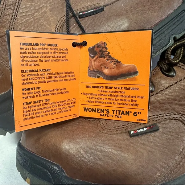 Timberland Pro Series Work Boots Womens 7W Brown Leather Titan 6" Safety Toe New - Image 9