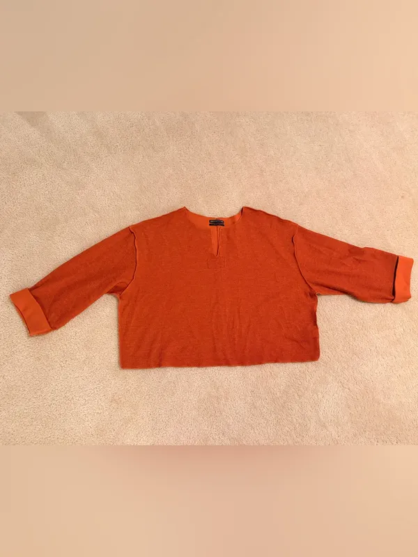 Urban Outfitters | Orange Knit Split-Neck Boxy Top - Image 5