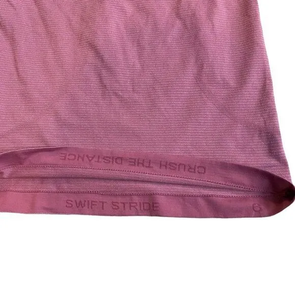 Lululemon 6 Swiftly Tech Racerback Tank Top Rose‎ Pink Metallic Silver Stripe - Image 2