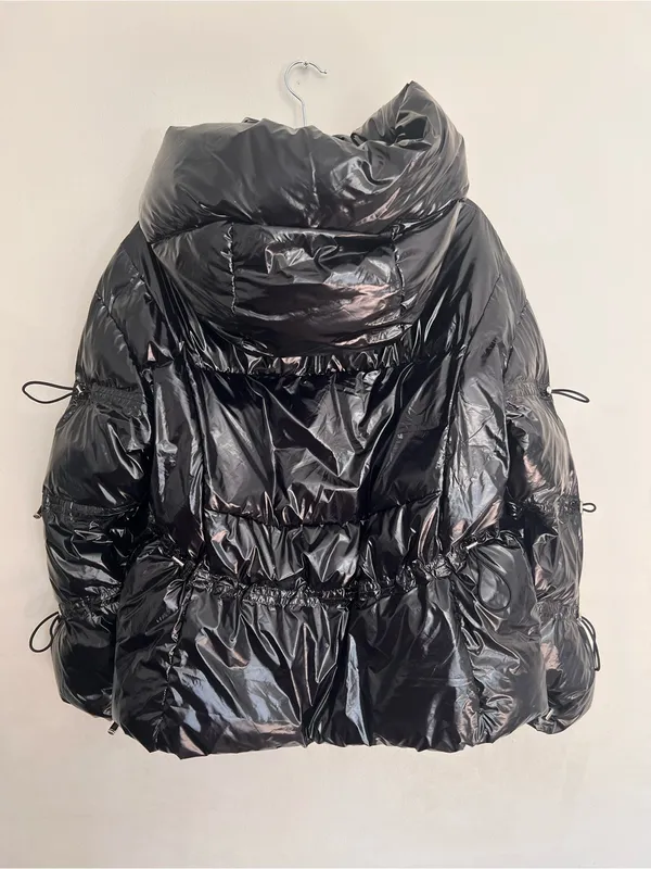 Alo Yoga Glossy Stunner Puffer Hooded Jacket Fall Coat Black Size XS - Image 9
