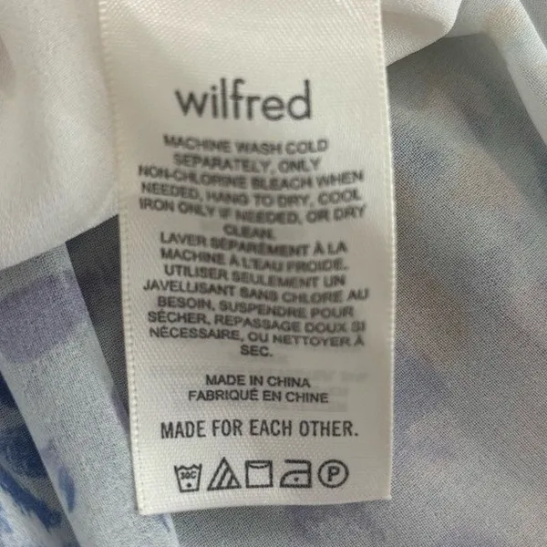 Wilfred‎ Aritzia Smocked Mini Dress Blue Floral Square Neck Long Sleeve XS - Image 8