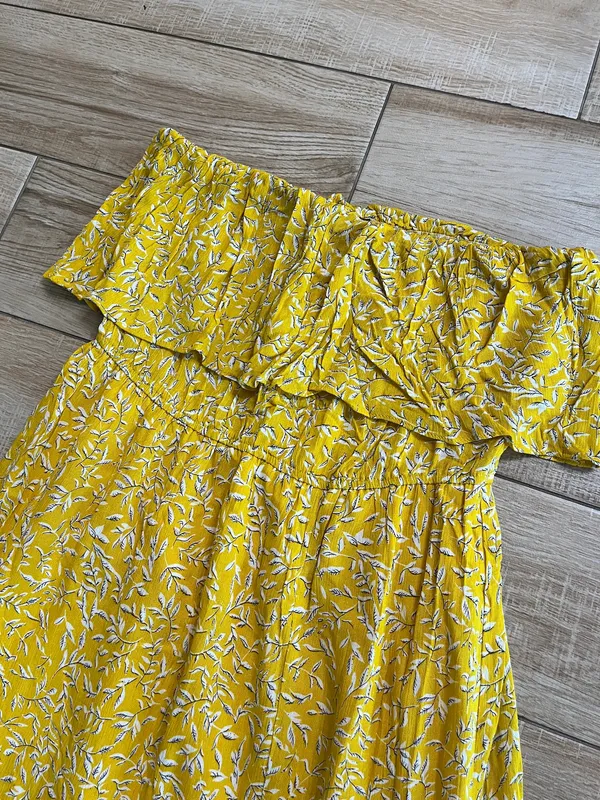 Womens Zattcas Yellow Floral Strapless Maxi Dress - M - Image 2