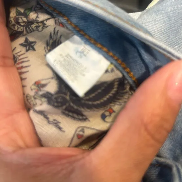 Ed Hardy Light Blue Flare Jeans with Skull Art - Image 9
