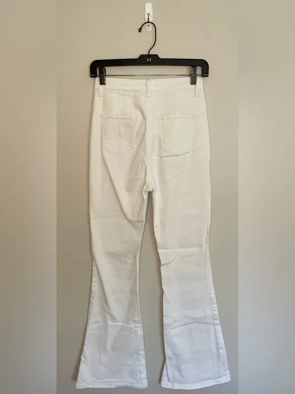 SHEIN High Waist Flare Jeans, White, Size 4, EUC - Image 3
